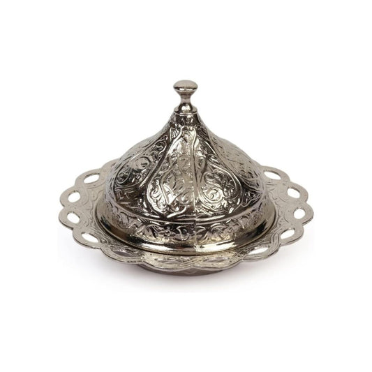 Silver Arabic Candy & Sugar Bowl with Decorative Lid