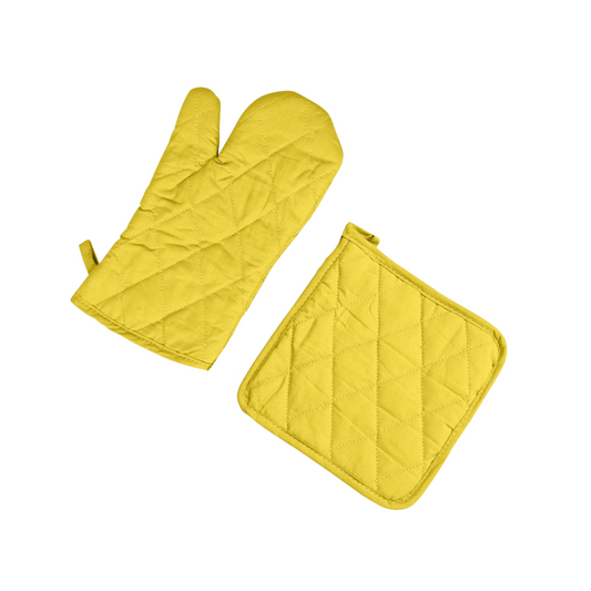 Yellow Oven Mitts and Pot Holder