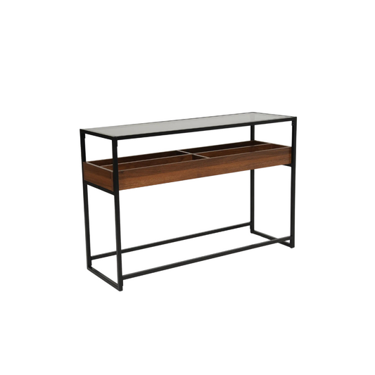 Black/Wooden Glass Console