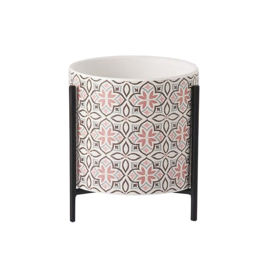 Colored Arabesque Printed Pot with Stand