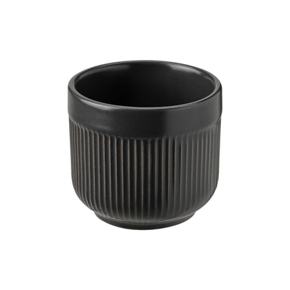 Little Black Ribbed Ceramic Pot