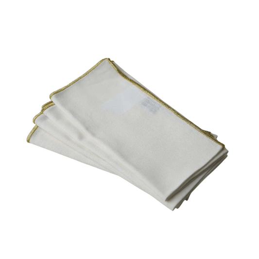 Set of 4 Ecru Trim Embroidered Napkins