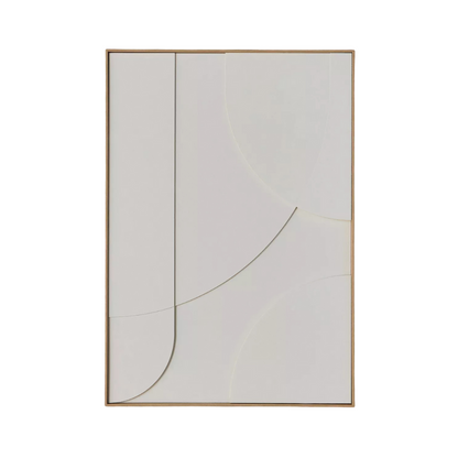 White Wall Art with Wooden Frame