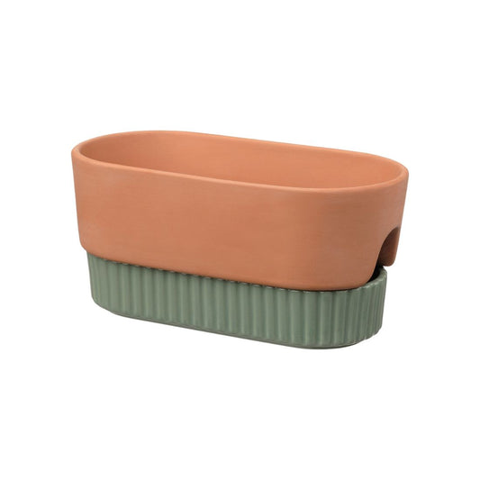 Self Watering Terracotta and Green Planter