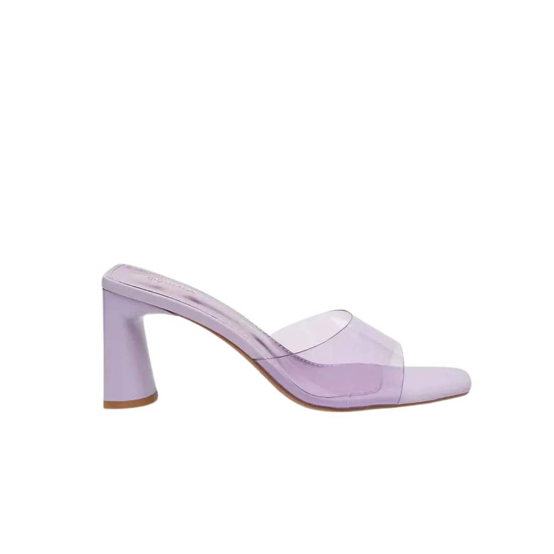 PVC Lilac Open Toe Slip-On Sandals with Block Heels