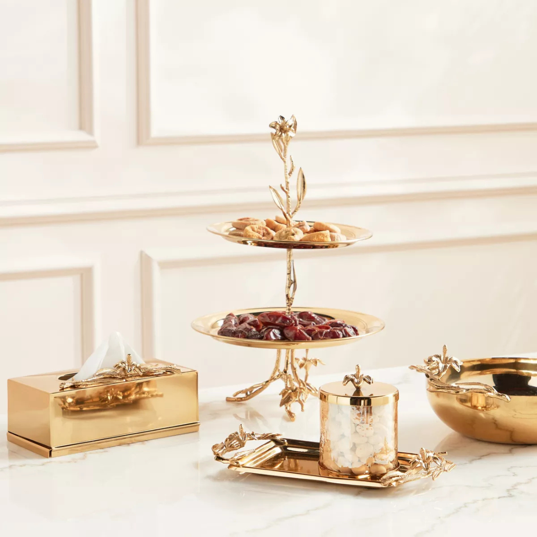 Glass Canister with Floral Lid