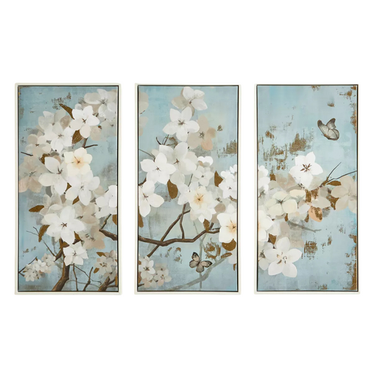 Floral 3-Panel Framed Canvas Wall Art Set