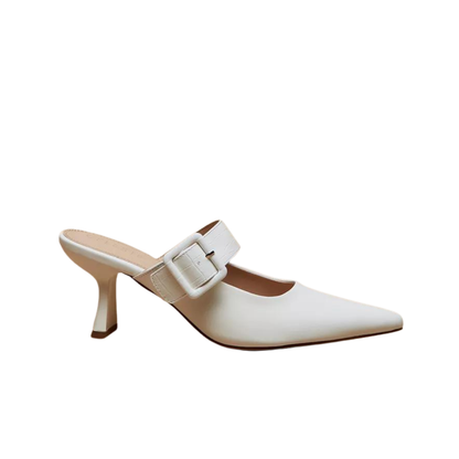 White Women's Stiletto Mules