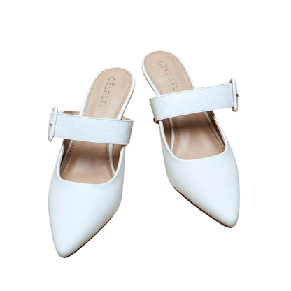 White Women's Stiletto Mules