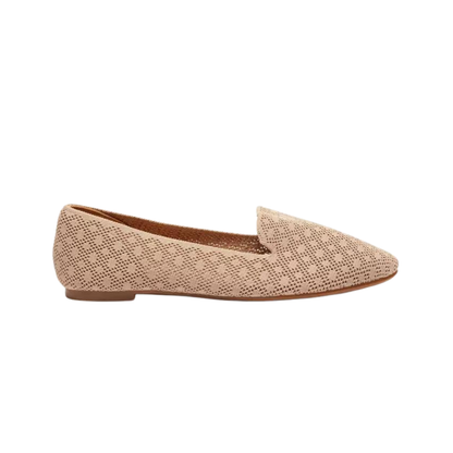 Nude Textured Slip-On Ballerina Shoes