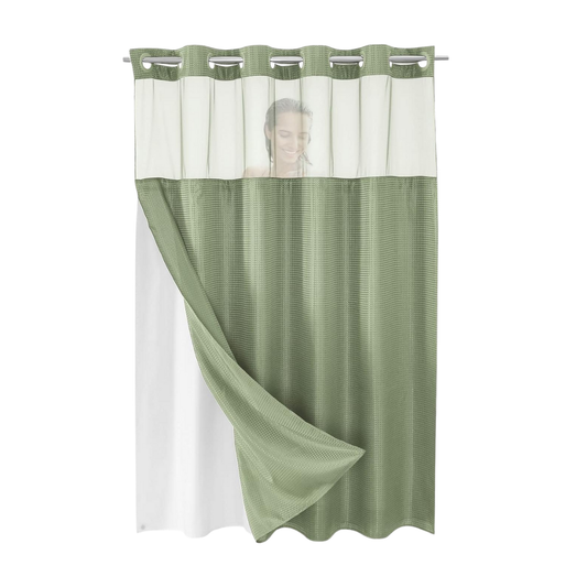 Sage Green and Sheer Shower Curtains