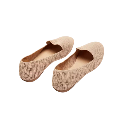 Nude Textured Slip-On Ballerina Shoes