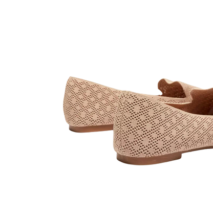 Nude Textured Slip-On Ballerina Shoes