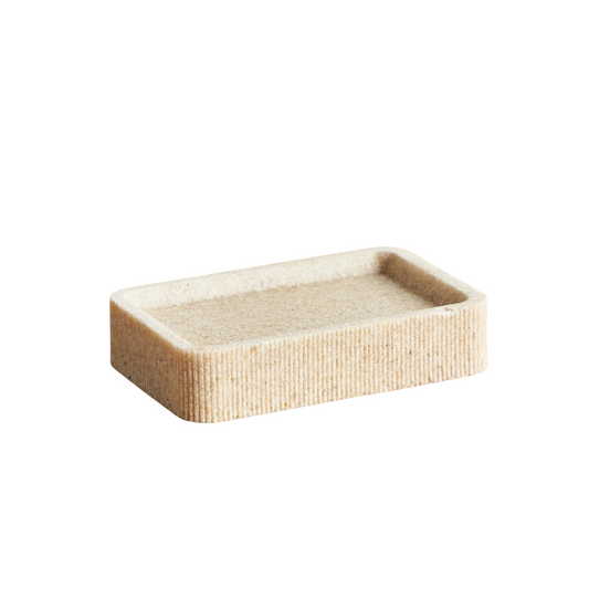 Rectangular Ribbed Stone Soap Dish