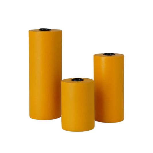 Yellow Set of 3 Column Candle Holders