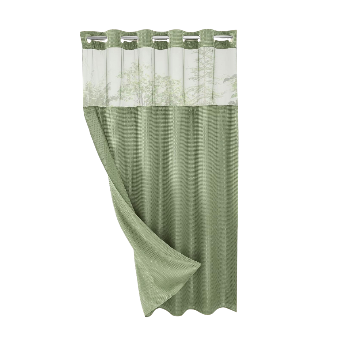 Sage Green and Sheer Shower Curtains