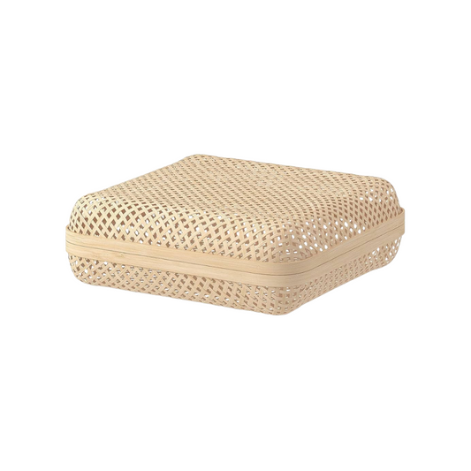 Flat Woven Basket with Lid