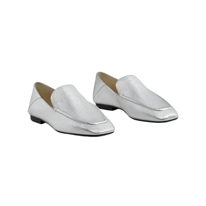 Silver Soft Leather Loafers