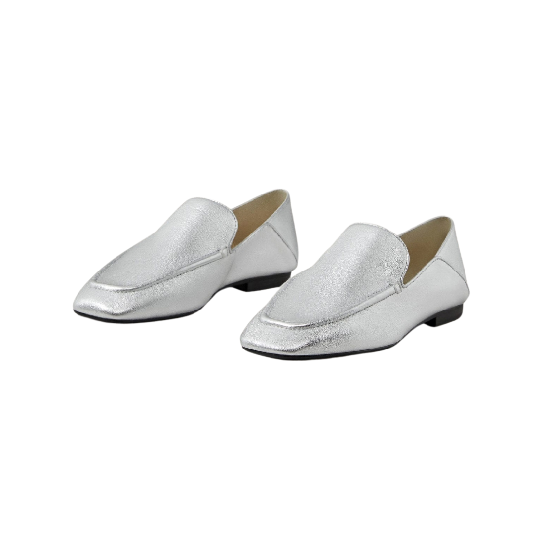 Silver Soft Leather Loafers