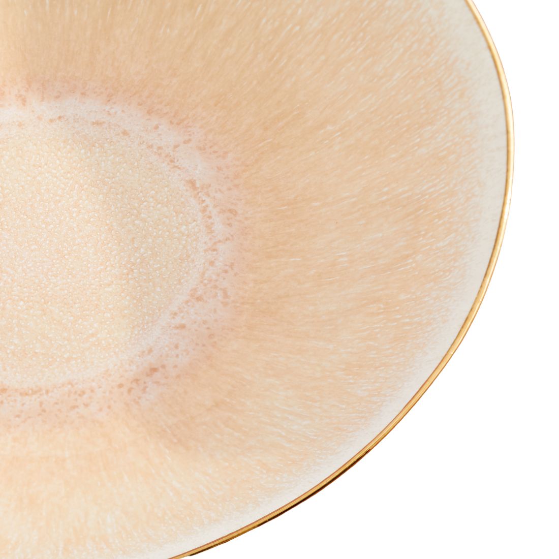 Round Peach Glazed Serving Platter with Gold Rim