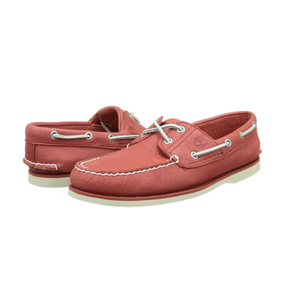 Unisex Coral Leather Boat Shoes