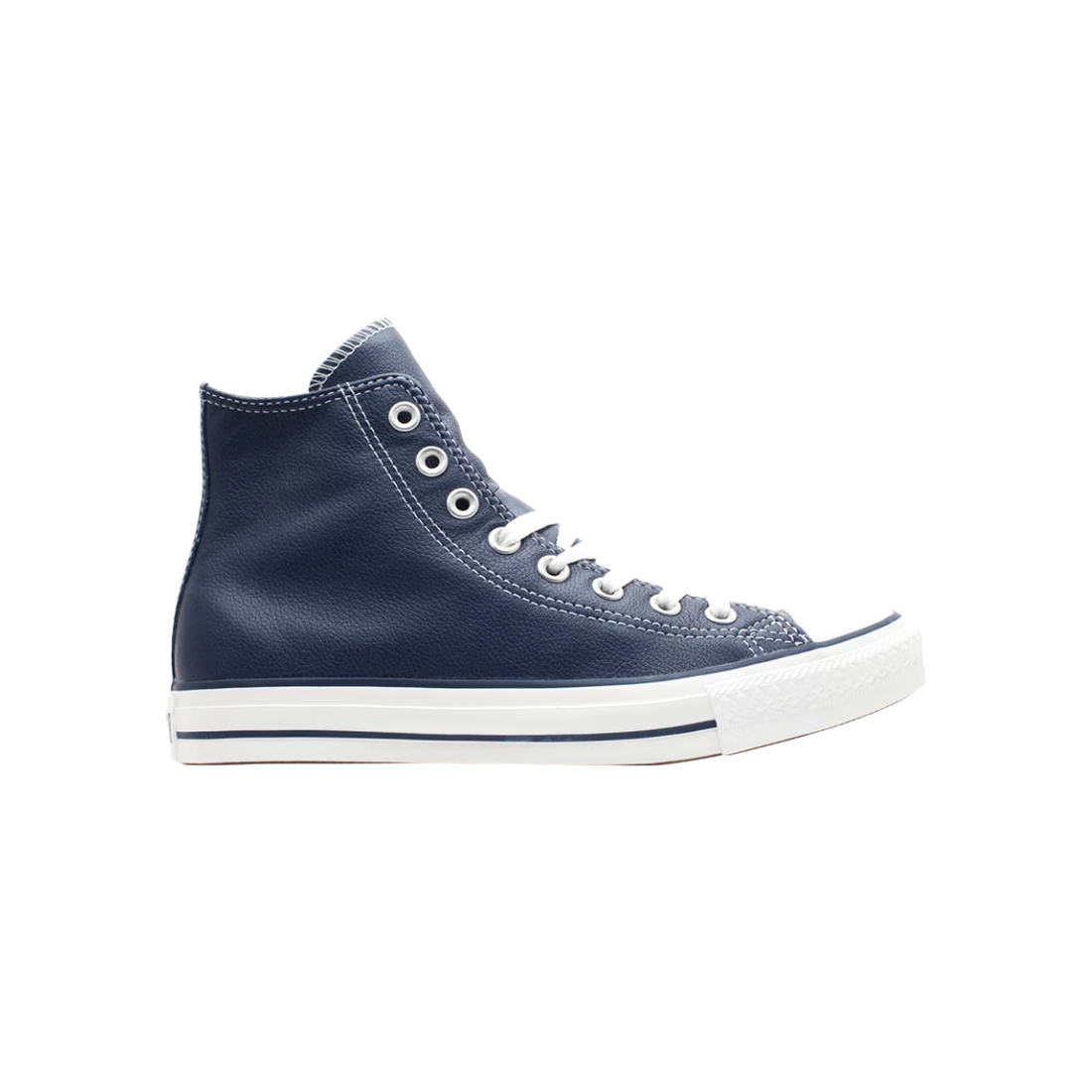 Navy Blue Leather Chuck Taylor High Tops