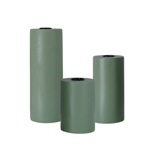 Green Set of 3 Column Candle Holders