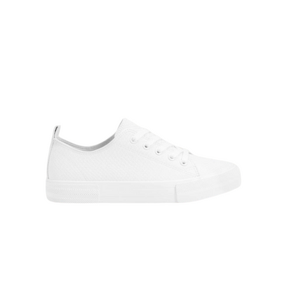 White Animal Embossed Textured Sneakers