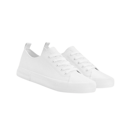 White Animal Embossed Textured Sneakers