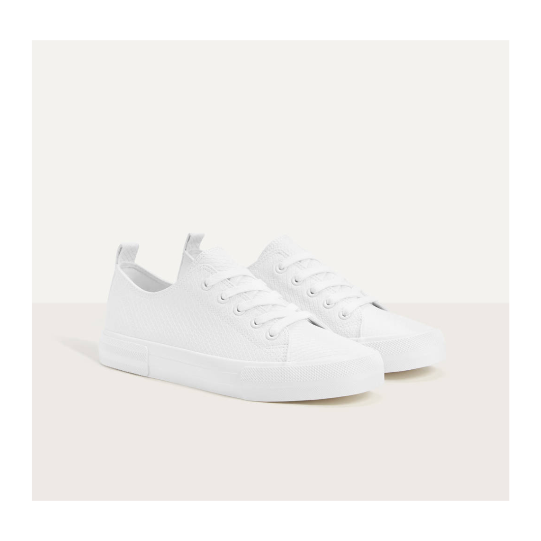 White Animal Embossed Textured Sneakers