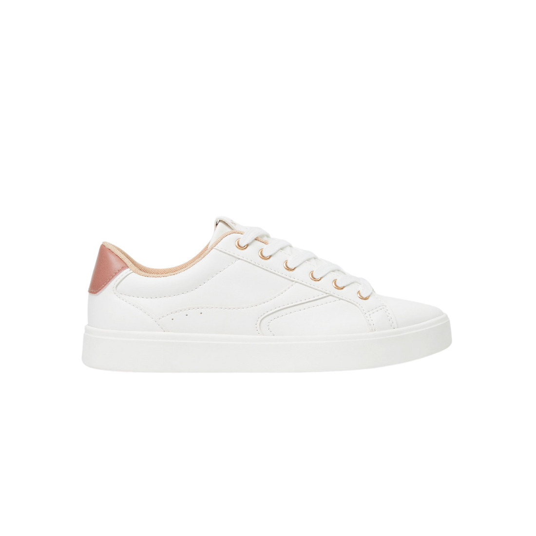 Minimalistic White Sneakers with Rose Gold Detailing