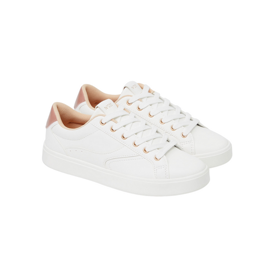 Minimalistic White Sneakers with Rose Gold Detailing