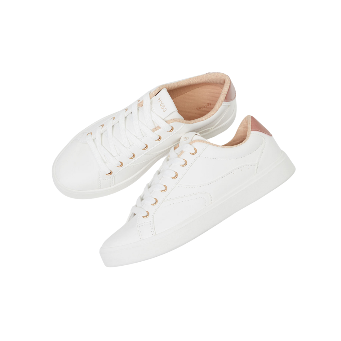 Minimalistic White Sneakers with Rose Gold Detailing