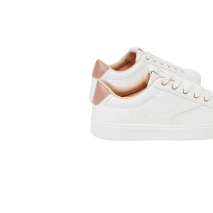 Minimalistic White Sneakers with Rose Gold Detailing