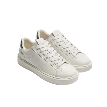 Off White Chunky Sole Sneakers with Silver Heel Counter