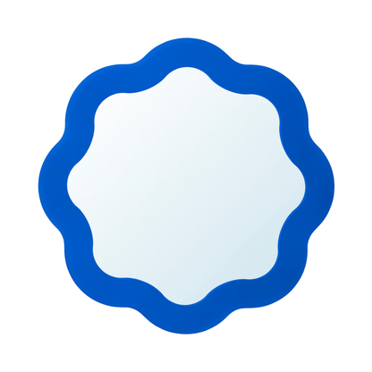Blue Framed Round Wall Mirror