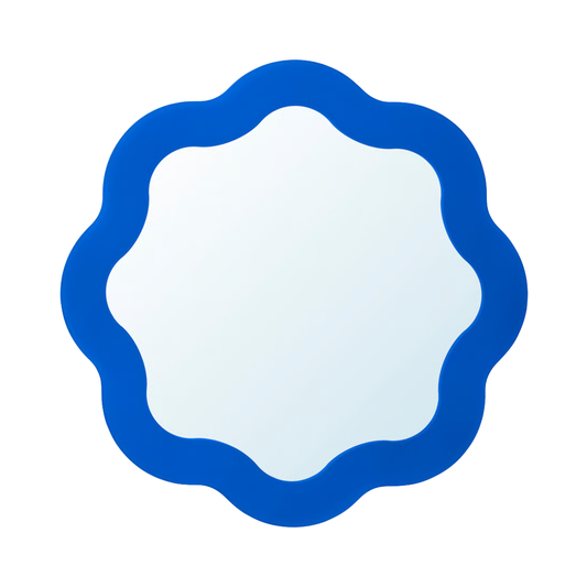 Blue Framed Round Wall Mirror