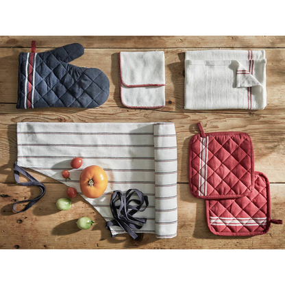 Red & Blue Oven Mitts and Pot Holder