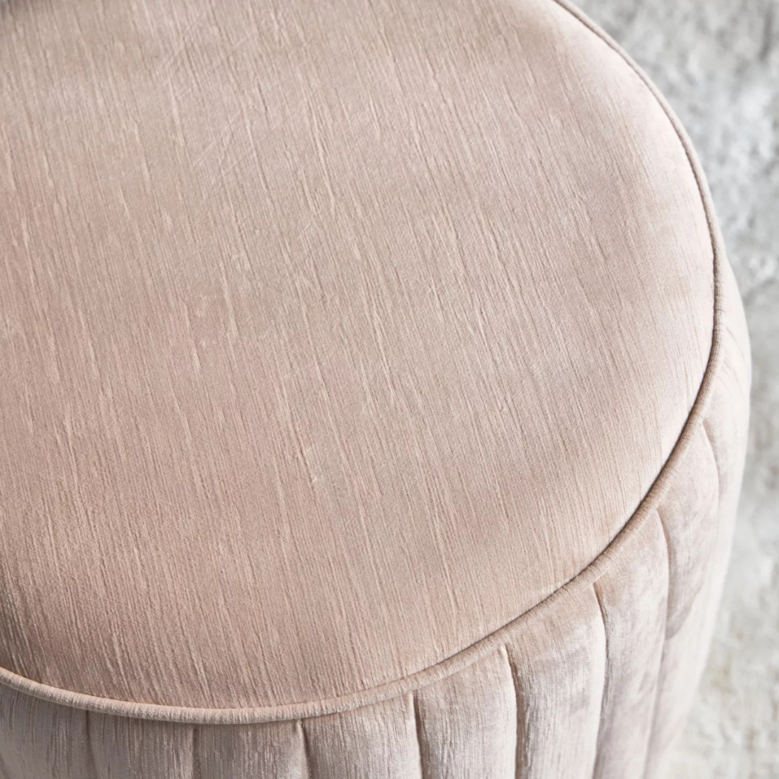 Pink Velvet Upholstered Ottoman
