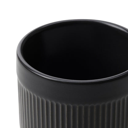 Little Black Ribbed Ceramic Pot