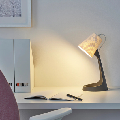 White/Grey Ribbed Table Lamp