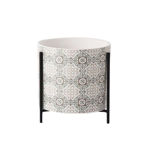 Arabesque Printed Plant Pot with Stand