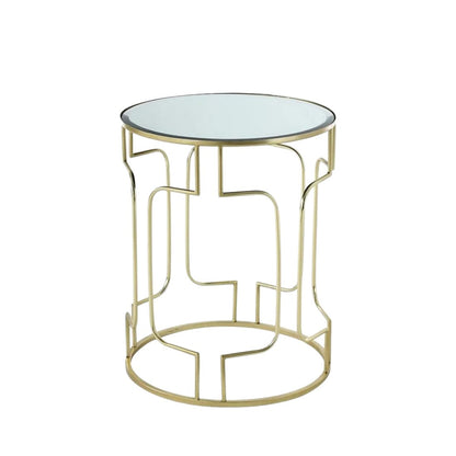 Set of 3 Nesting Tables with Brass Frame and Clear Glass Top