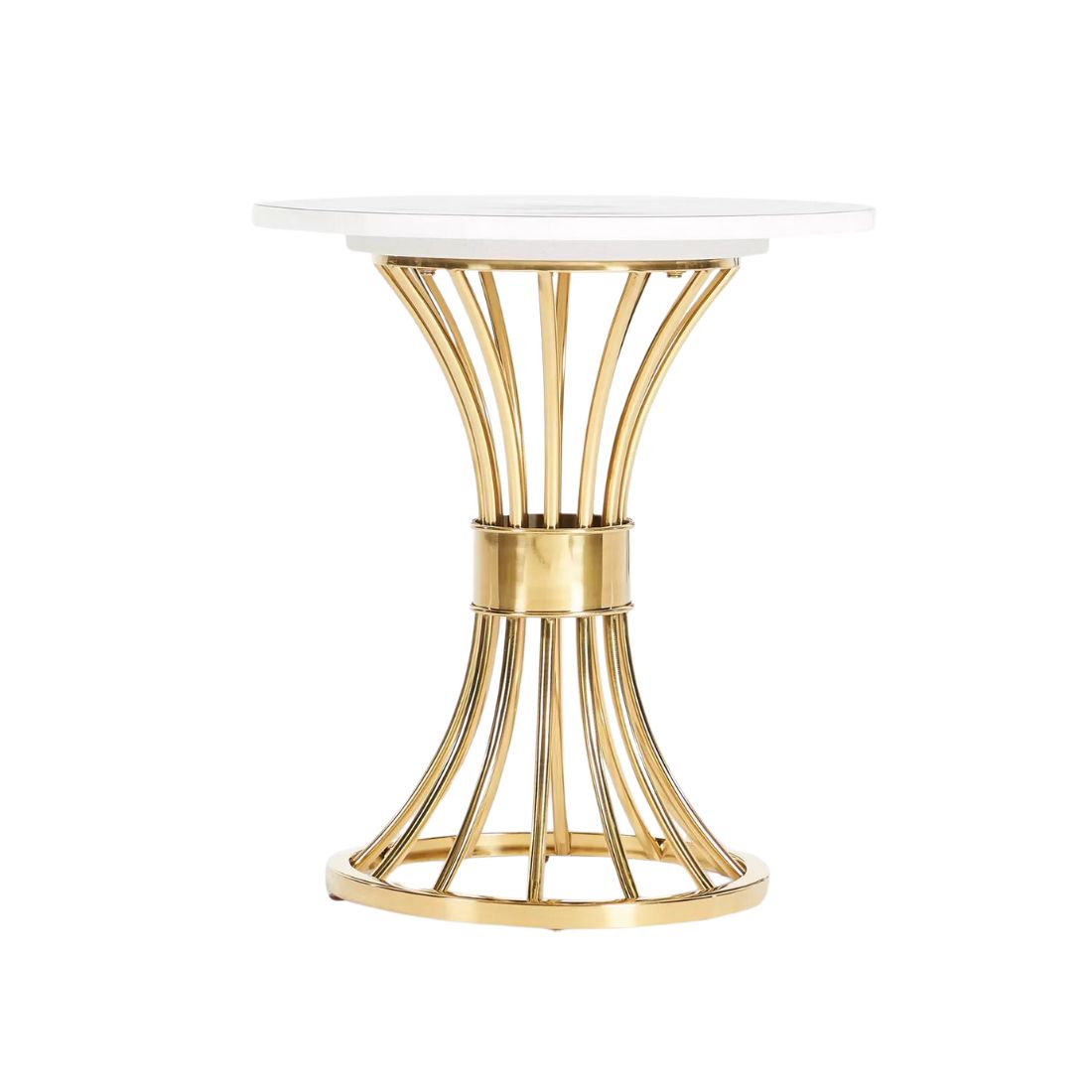 Round Marble Top End Table with Gold Base