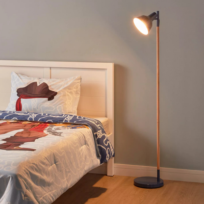 Blue and Wooden Floor Lamp
