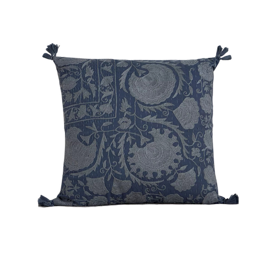 Blue Embroidered Cushion