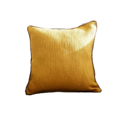 Yellow Textured Cushion with Trim