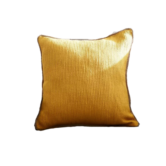 Yellow Textured Cushion with Trim