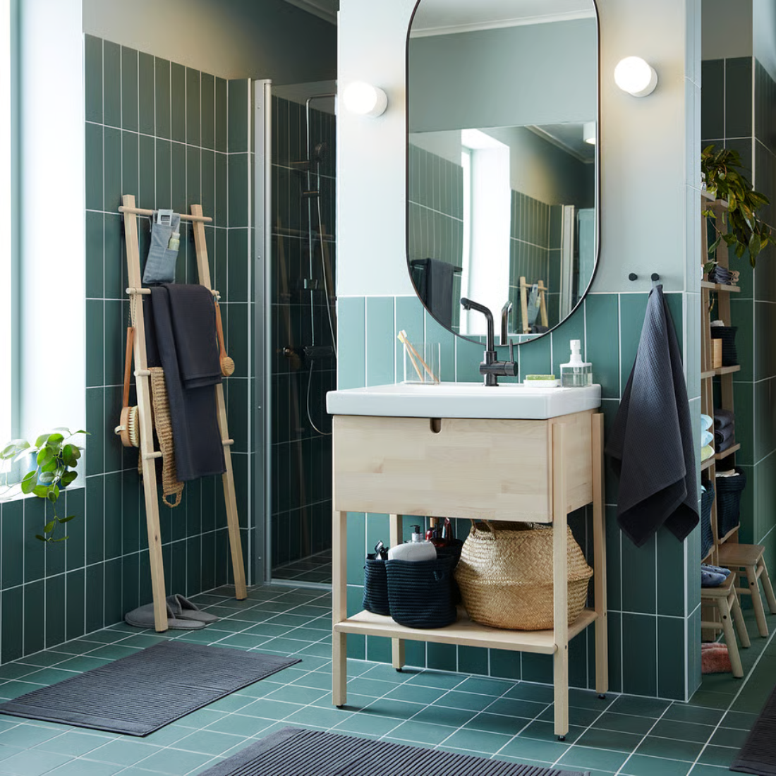 Oval Black Framed Wall Mirror