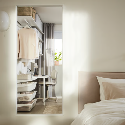 White Framed Rectangular Wall Mirror